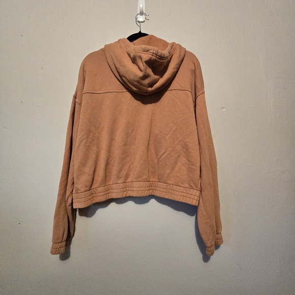 Aerie Cropped Zip Hoodie Women XL Orange Pockets Cotton Blend Athleisure Comfort - Picture 10 of 12